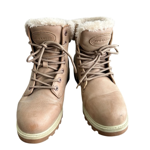 Lugz‎ Boots Women's 9 Empyre Hi Fur Faux Lace Up Parker Workwear Winter Beige - Picture 3 of 11